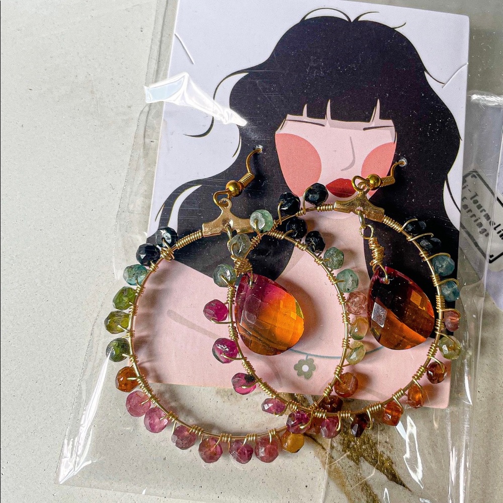🥳Host pick: for best jewelry 🥳Bi- Tourmaline Hoop earrings